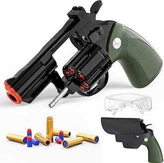 Toy Gun Foam Blaster Soft Bullet Toy Revolver, 40 Soft Bullets, Revolver Foam Bullets Blasters Toy Gun,Educational Toy Model for Boys and Girls Aged 6 7 8 9 10+ (Green)