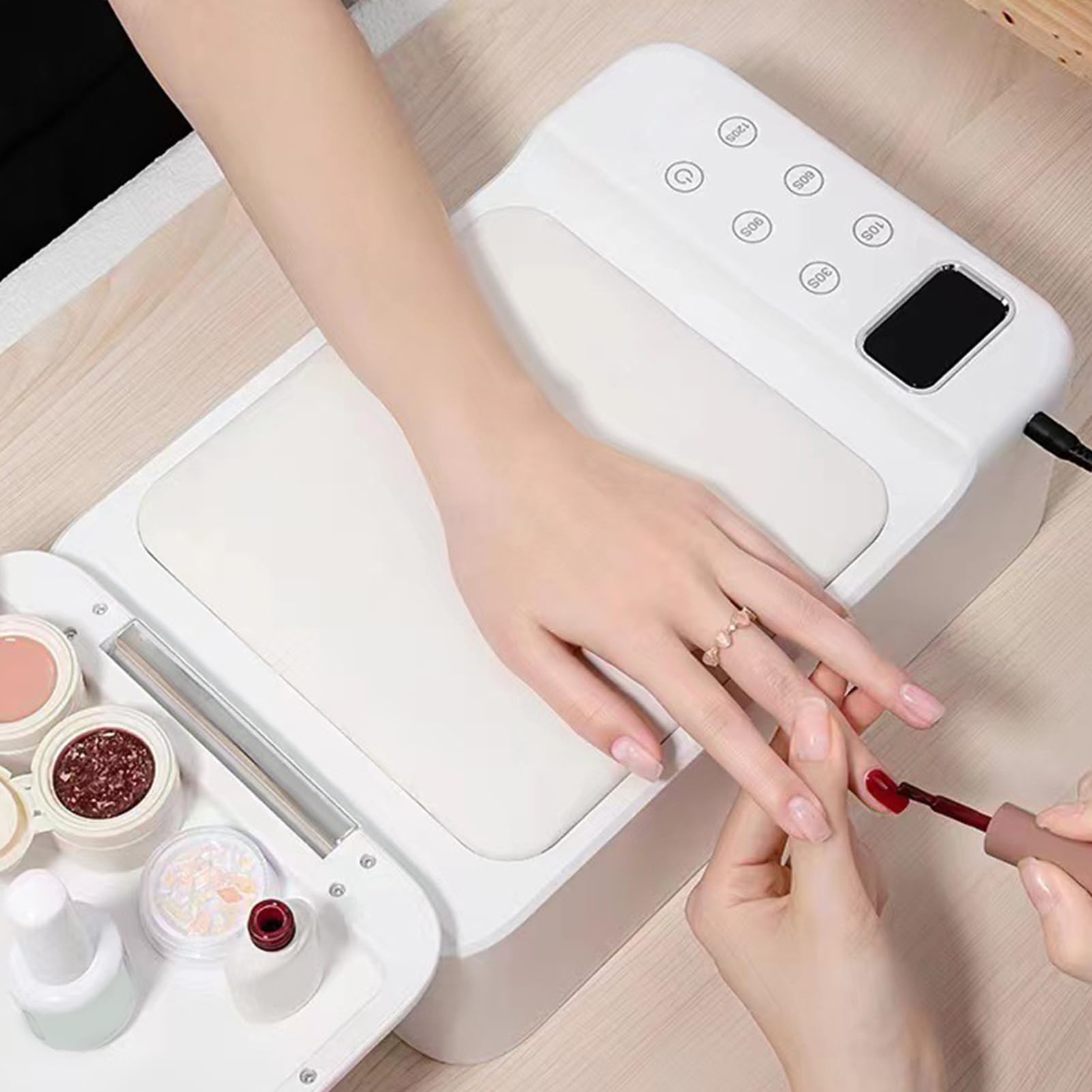 LED Nail Lamp, 288W Hand Pillow Nail Lamp with LED Display, 63 Lamp Chips 4 Timer Nail Dryer Light for Gel Polish for Salon
