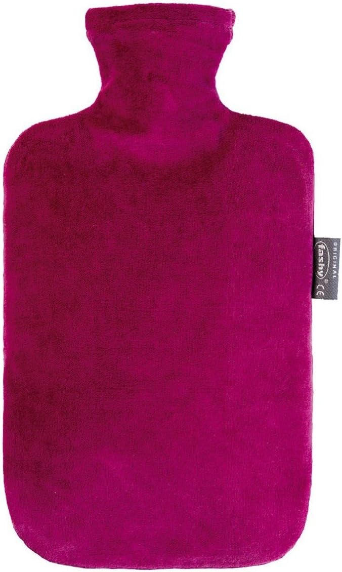 Fashy Hot Water Bottle with Velour Cover Bordeaux Made in