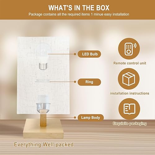 Miniatura 4 de Square Table Lamp for Bedroom Retro Groovy Seamless Vintage Print Style 70s 80s Beside Lamps Desk lamp with Wood Base Nightstand Lamps for Nursery