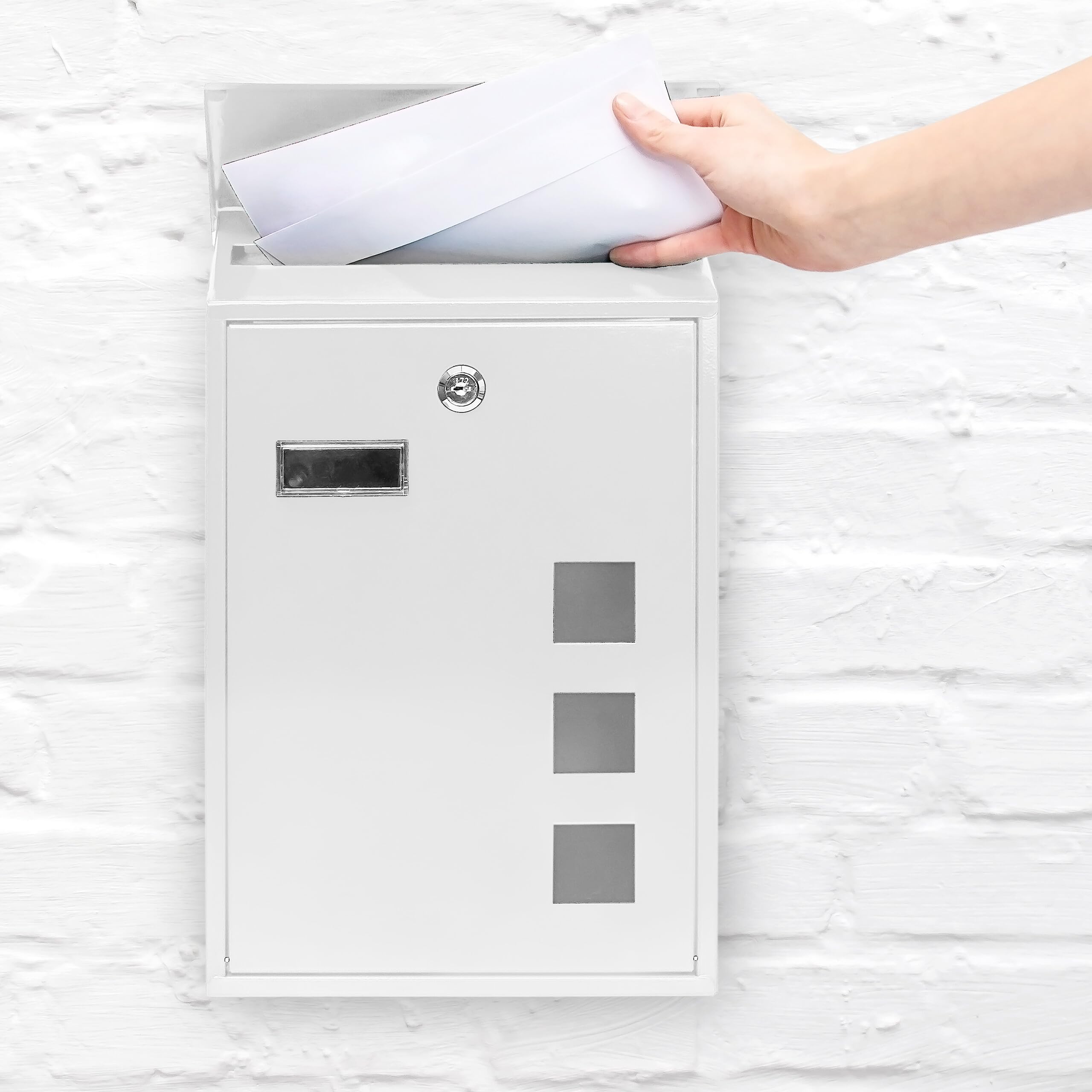 Cassetta Postale Moderna Relaxdays - Nero, 26.5x35x8.5 Cm, Con Targhetta Nome, Per Esterno - Foto 2