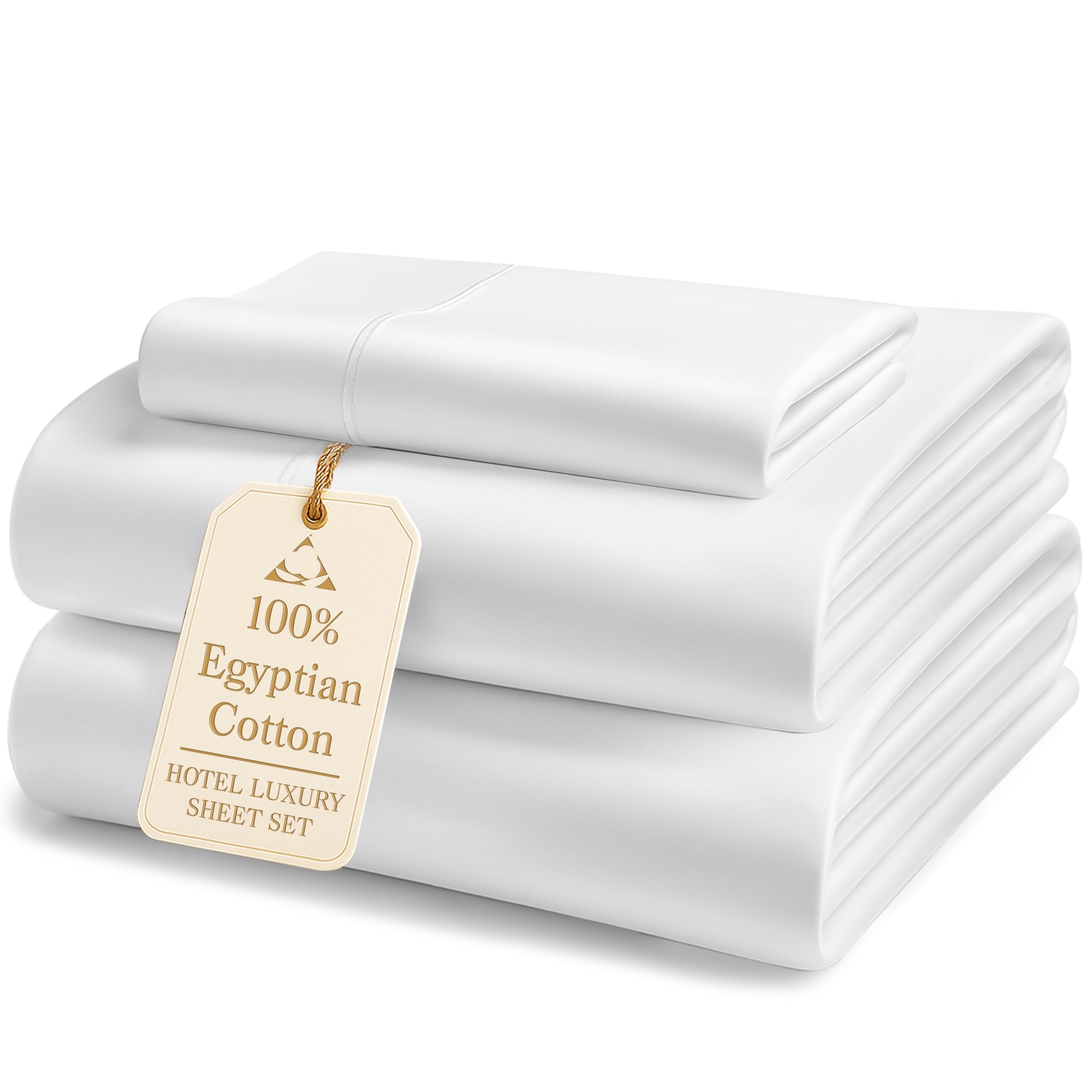 LANE LINEN 100% Egyptian Cotton Twin Sheets Set, Soft &amp; Comfy Luxury Hotel Style Thick Cotton Twin Bed Sheet Set, Fully Elasticized Reinforsed Seams No Pill Natural Cooling Sheets: Alpine Frost