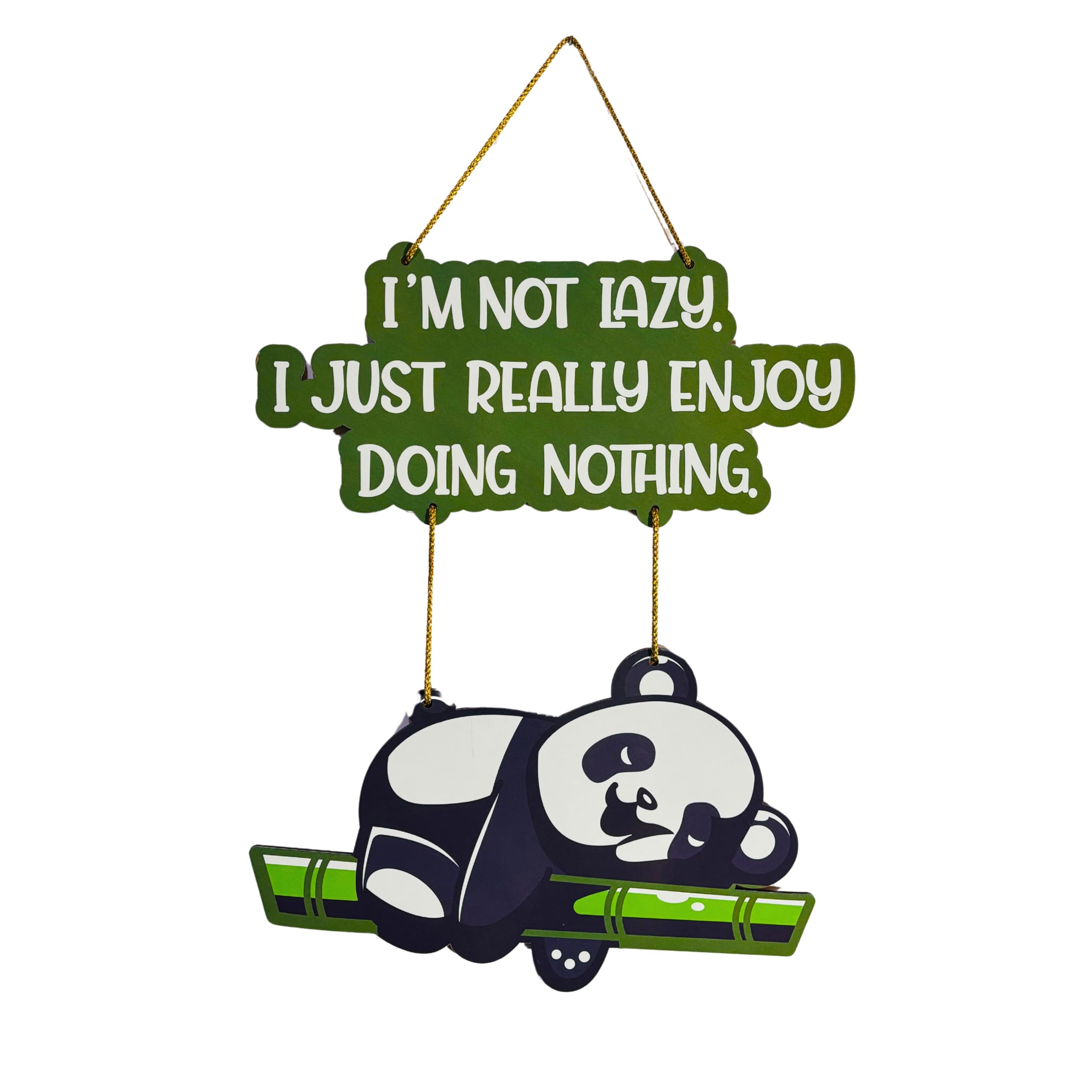Dream World Decor Lazy Panda MDF Wall Hanging | Funny Quote Wall Art for Kids Room | Bedroom | Living Room | Home | Cartoon Panda Decorative Hanging | Funny & Chill Decor for Modern Home (H50XW31CM)-image-7