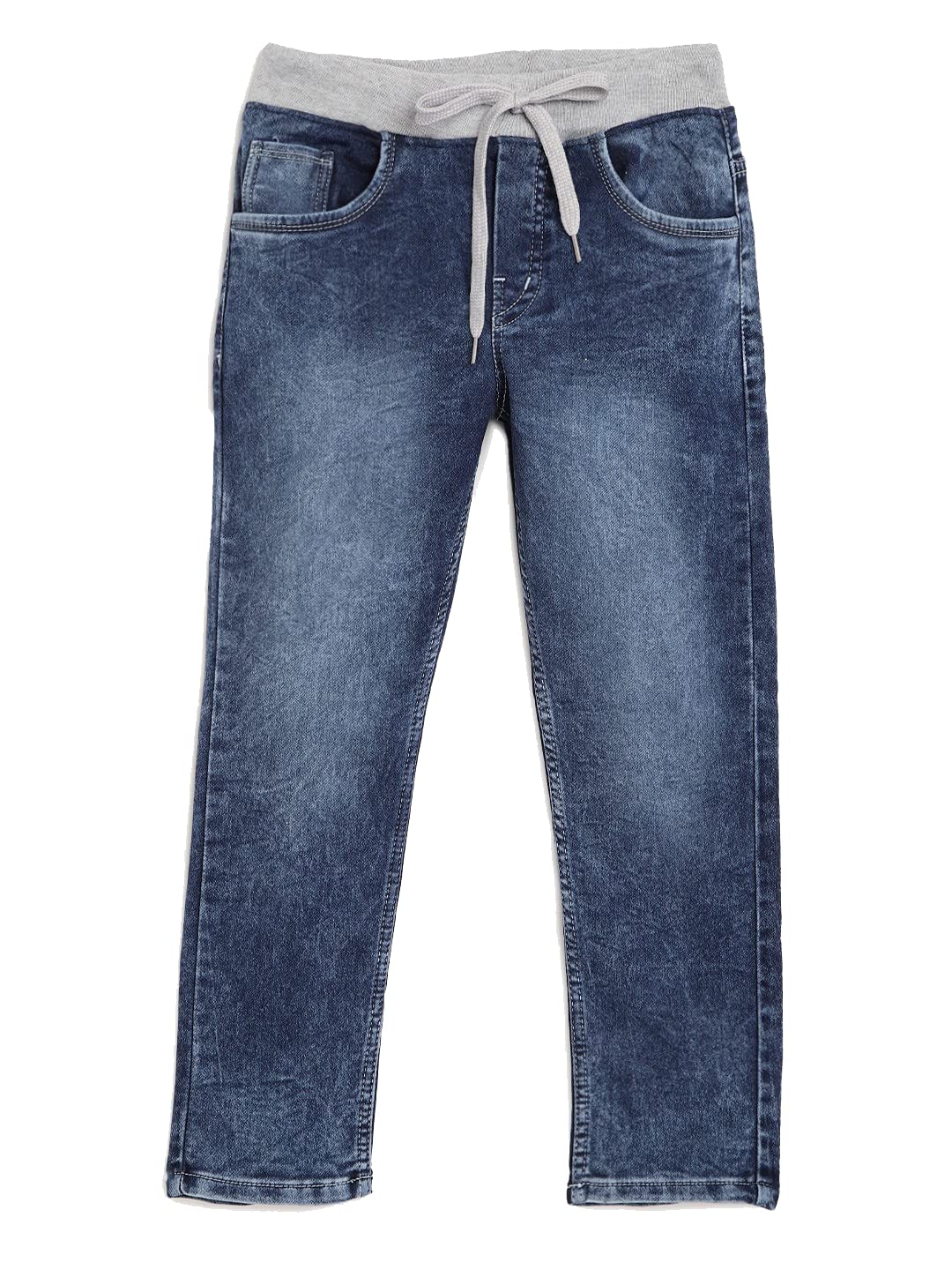 Chopper Club Boys (6-15 Yrs) Jeans with Inner Elastic & Drawstrings in Stretchable 3x1 Denim Fabric Slim Fit with Tearing