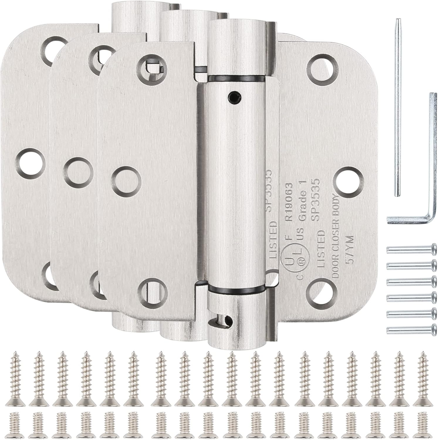 Automatic SelfClosing Door Hinges Satin Nickel 3.5 Inch,Spring Hinges