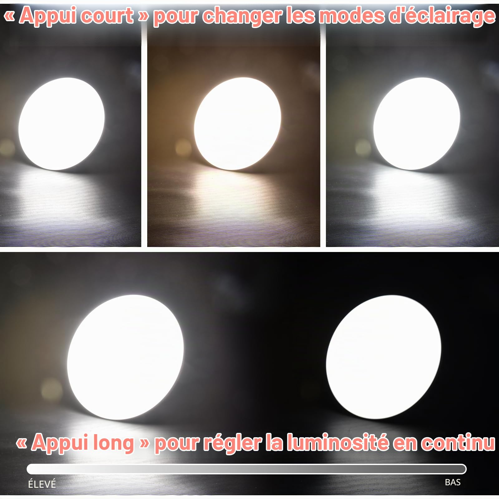 Lampe Camping Rechargeable 7200mAh, Lampe LED Camping avec Lumière Chaud & Froide, Règlage Continu de Luminosité, Lanterne de Camping avec Cordon à Crochet & Karabine (Blanc)
