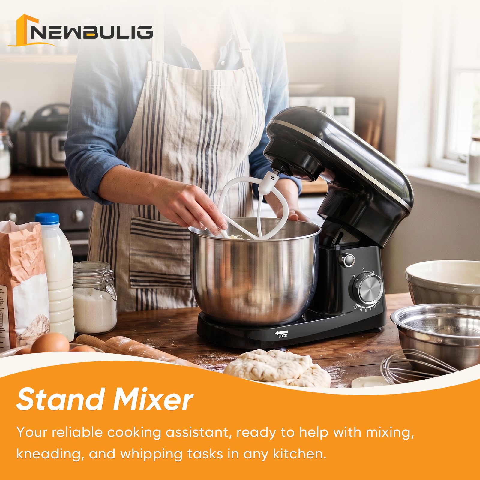 NEWBULIG Stand Mixer 6.3QT, Kitchen Electric Mixers Alternative view 7