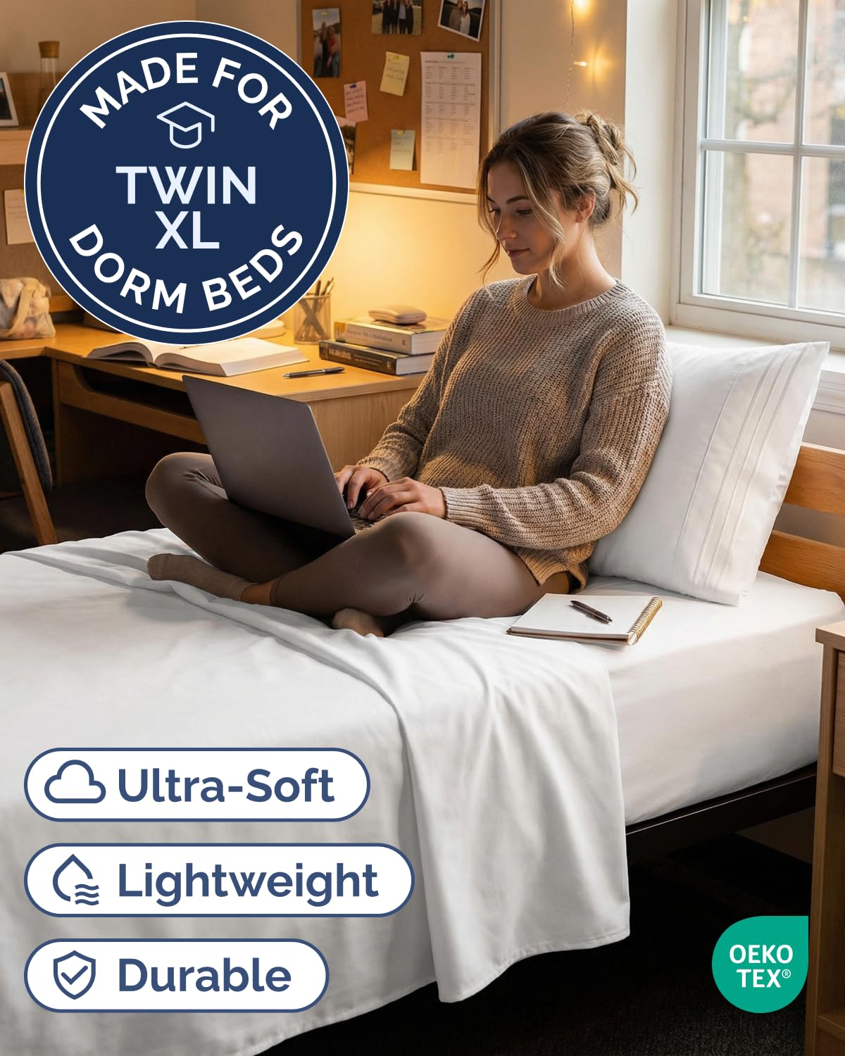Best Twin XL Bed Sheets 2026 2 Twin XL 3 Piece Sheet Set - College Dorm Room Essentials - White — product photo