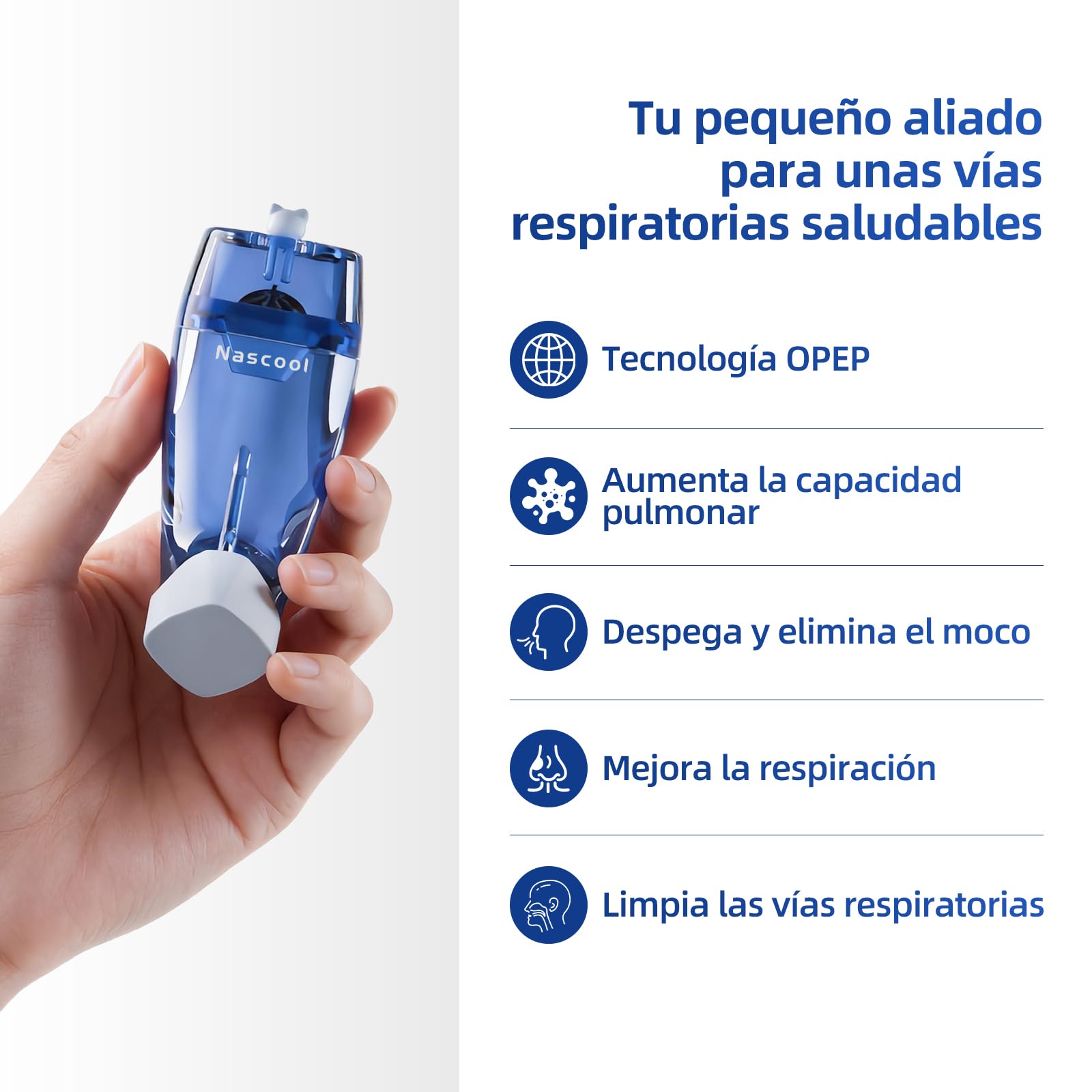 Dispositivo de eliminación de moco, expansor pulmonar, terapia OPEP, entrenador muscular respiratorio, dispositivo de ejercicio de respiración natural para pulmones