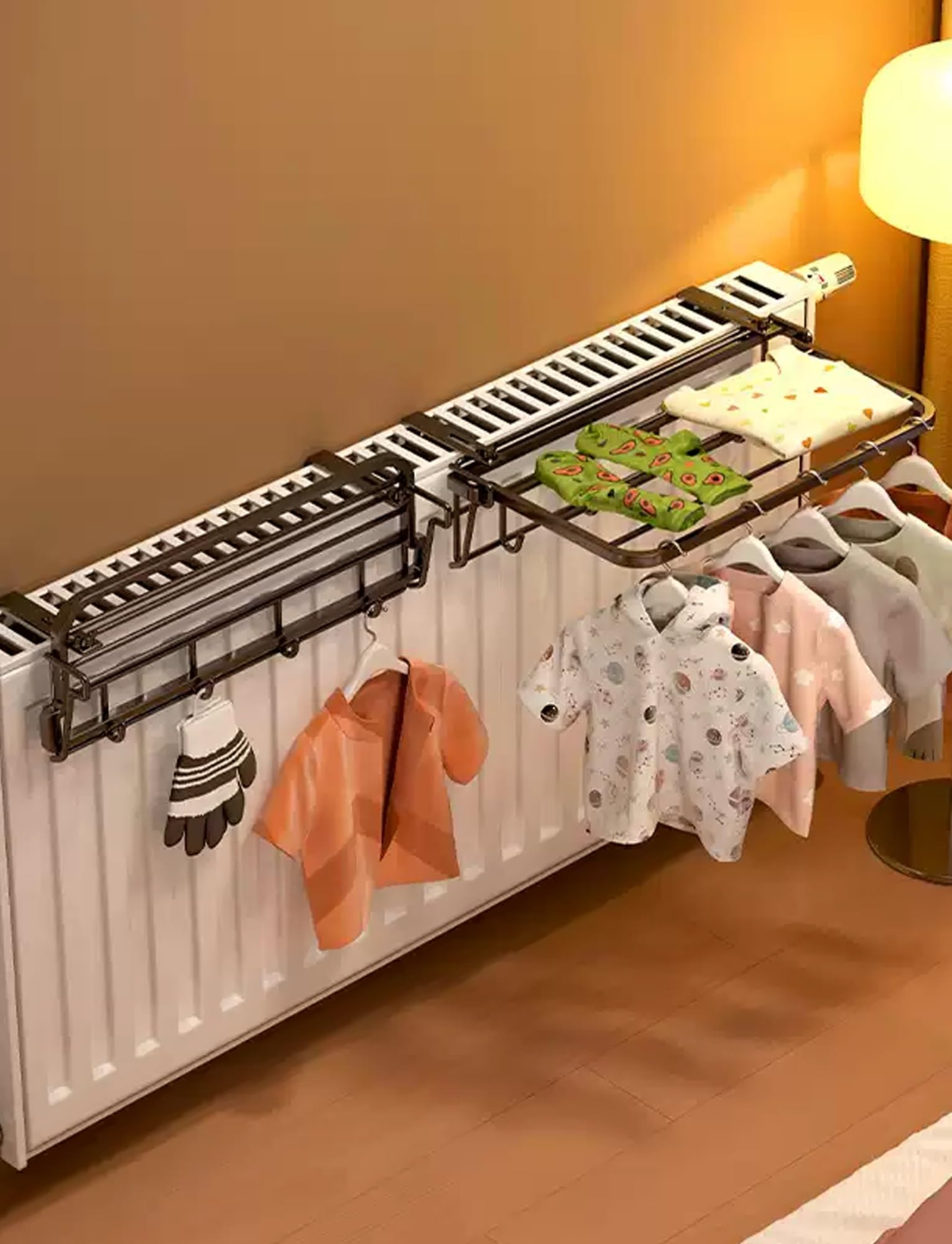 Tragbarer Wäscheständer, über Heizkörperregal, für Wohnzimmer, Schlafzimmer, Küche, Badezimmer, Büro, Flur