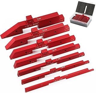 7pcs Precision Setup Blocks, Router Table Setup Bars, Aluminum Setup Blocks Height Gauge Set for Router Table Saw Accessories and Angle Woodworking Set Up(Red)
