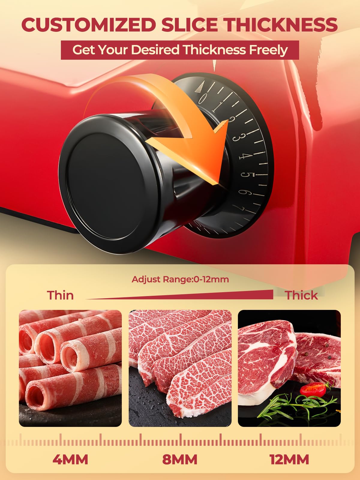 FOHERE Trancheuse Électrique Commerciale avec Lame Inox 25 cm avec Affûteur Intégré, Trancheuse à jambon, Épaisseur Réglable 0-12 mm pour Viande, Fromage et Légumes