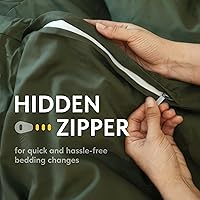 Vista 4 de White Classic Funda de edredón verde oscuro tamaño King, funda de edredón de microfibra con cremallera, juego de funda de edredón con 2 fundas