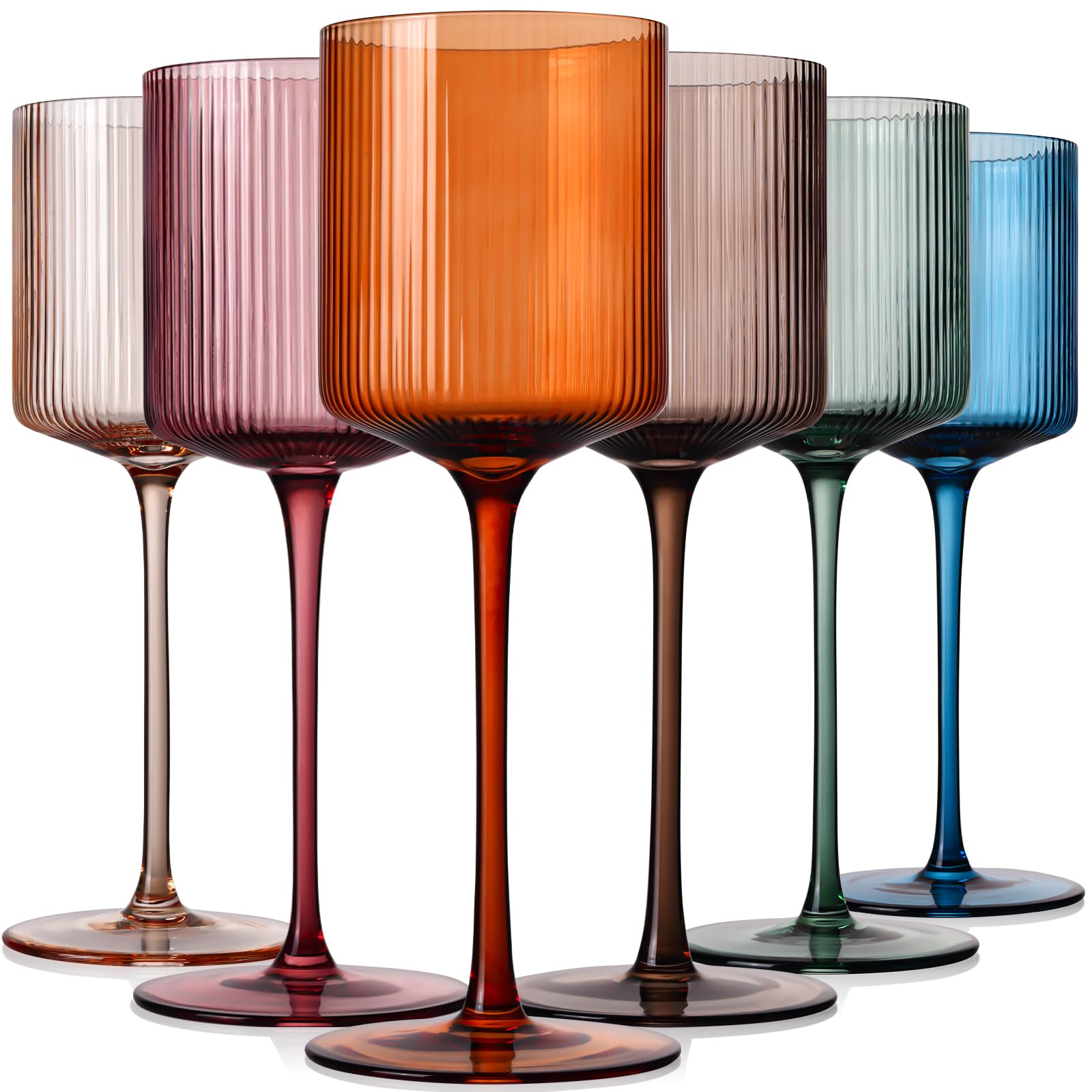 Amazon.com | Vintacicle Colored Square Wine Glasses Set of 6, Elegant  Ribbed Design Colorful Crystal Glassware with Long Stem, 11.5oz Hand Blown  Stemware For Red & White Wine Home Bar Party- Multicolour: