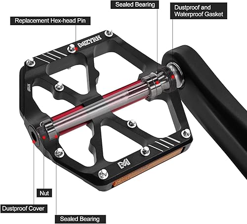 Miniatura 5 de 3 Rodamientos Pedales de bicicleta de montaña Pedales de aleación plana de plataforma Pedales de aleación 916 "Pedales planos de aleación