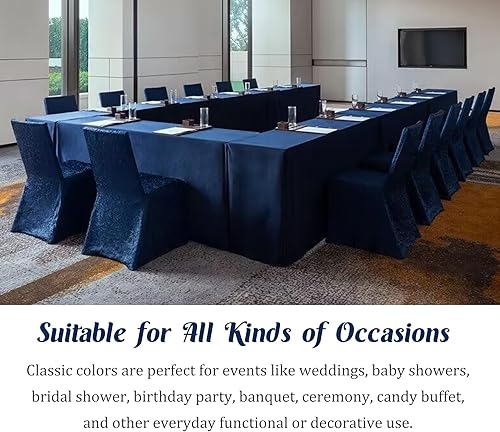 Miniatura 6 de Paquete de 2 manteles ajustables de 72 x 30 pulgadas, manteles rectangulares de alta calidad para mesas de 6 pies, mantel de tela de poliéster