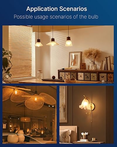 Miniatura 4 de FLSNT Paquete de 4 bombillas LED G25 Edison para dormitorio y sala de estar, 2200 K blanco cálido, regulable CRI90+, equivalente a 40 W, 400 LM,