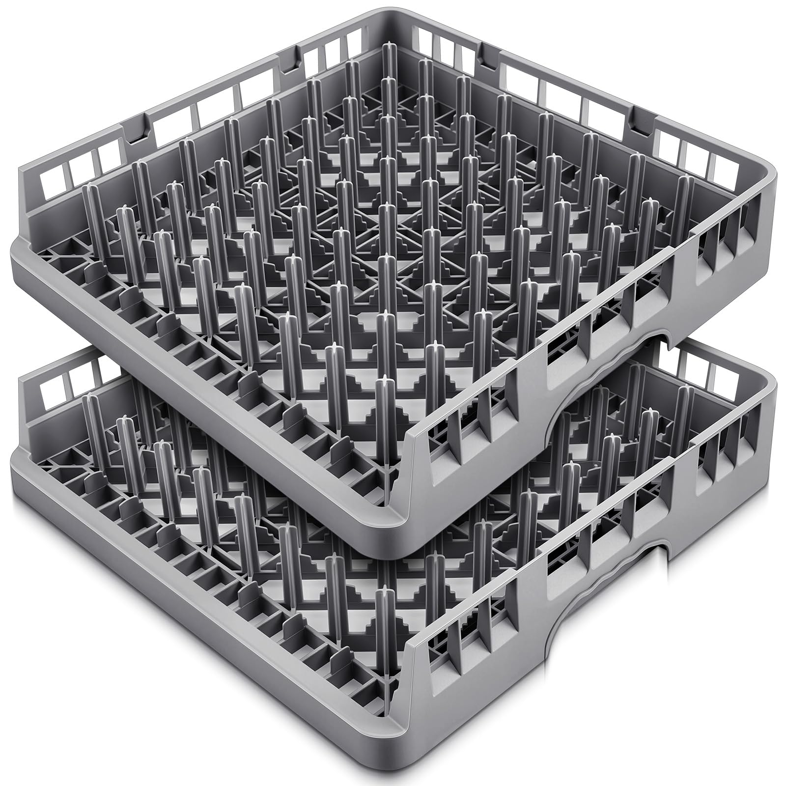 Aurelema 2 Pack Commercial Dishwasher Tray Rack, Peg Dish Opening, Gray