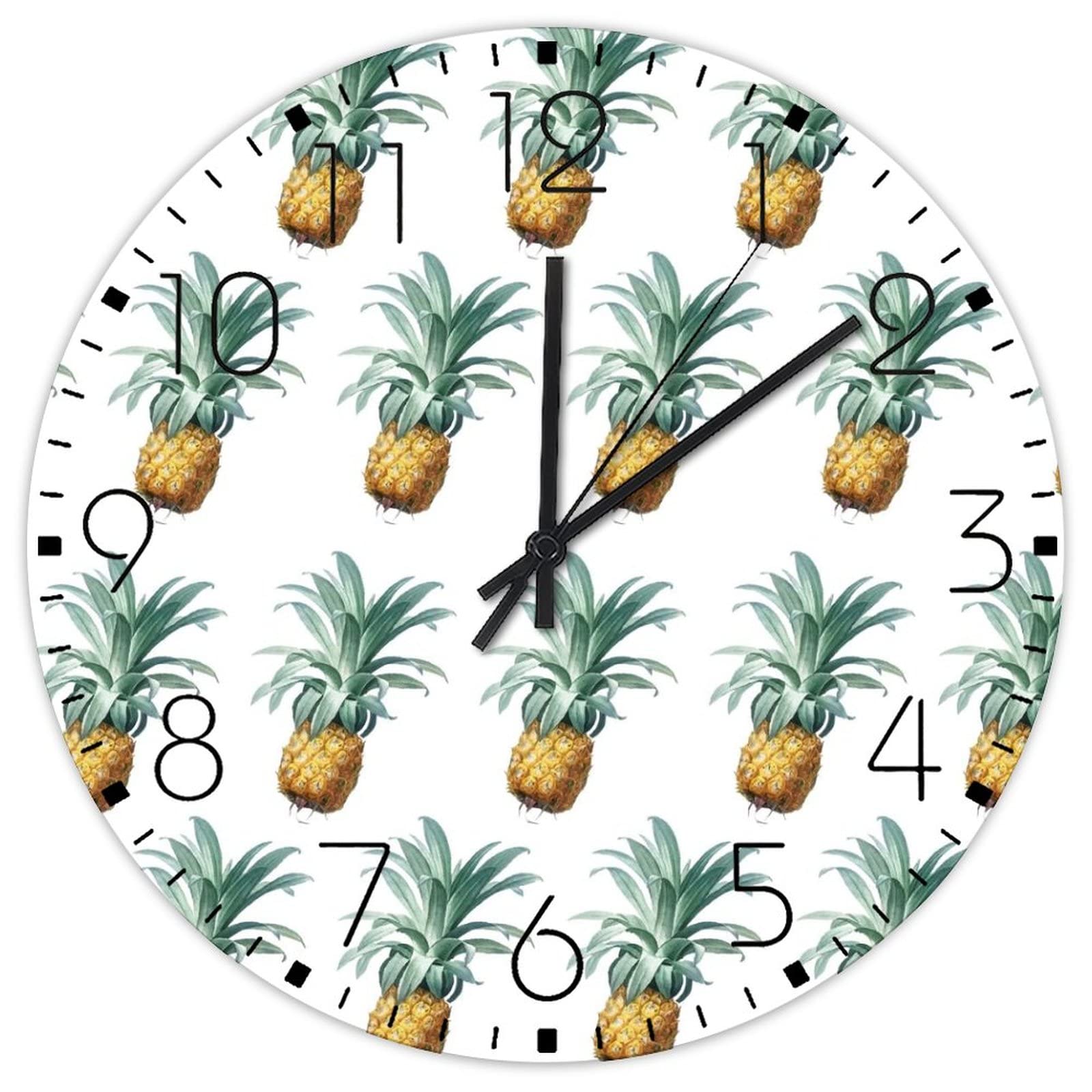 Horloge murale en bois jaune double face suspendue ronde 30 cm