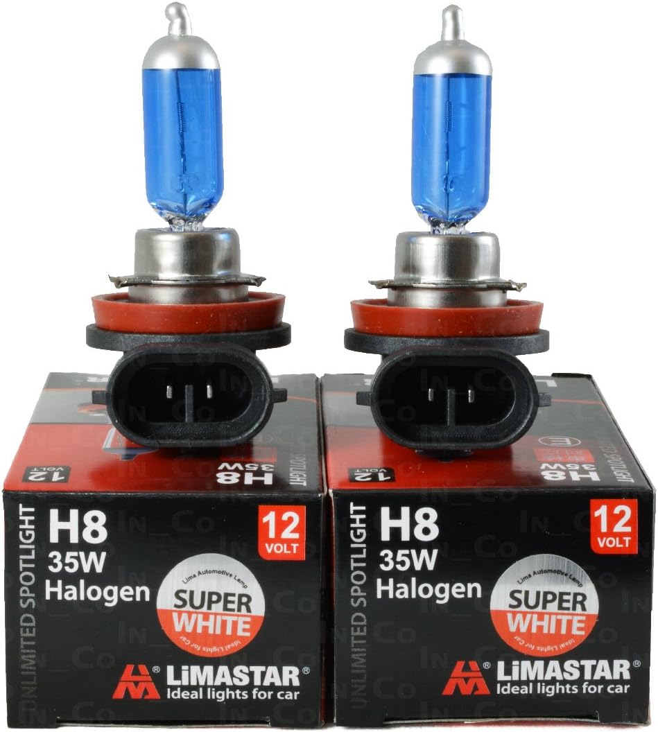 2 x H8 12 V 35 W Bombilla incandescente halógena Bombilla Bombilla Original Lima Star Xenon EFECTO Super White a