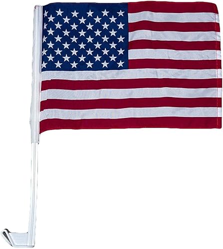 Miniatura 2 de Premium 50 Pack 12x16 USA U.S.A. Car Window Clip on Vehicle 17inch Pole Flag