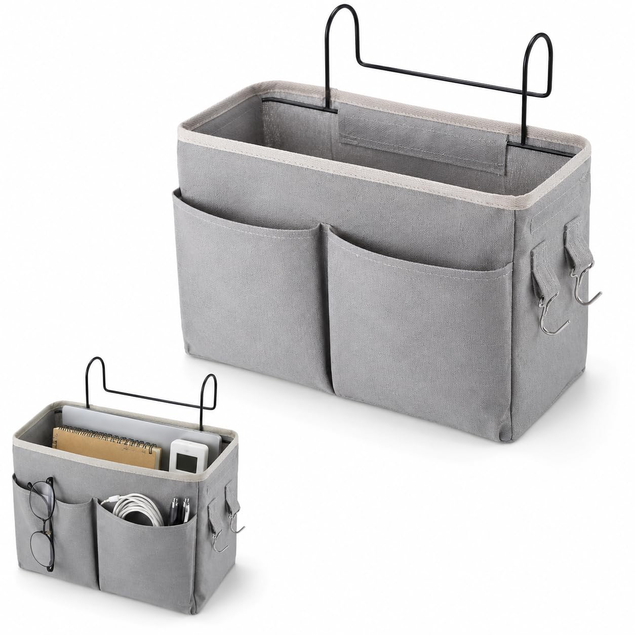 Bedside Hanging Storage Caddy with Hooks & Pockets, Bunk Bed Organiser