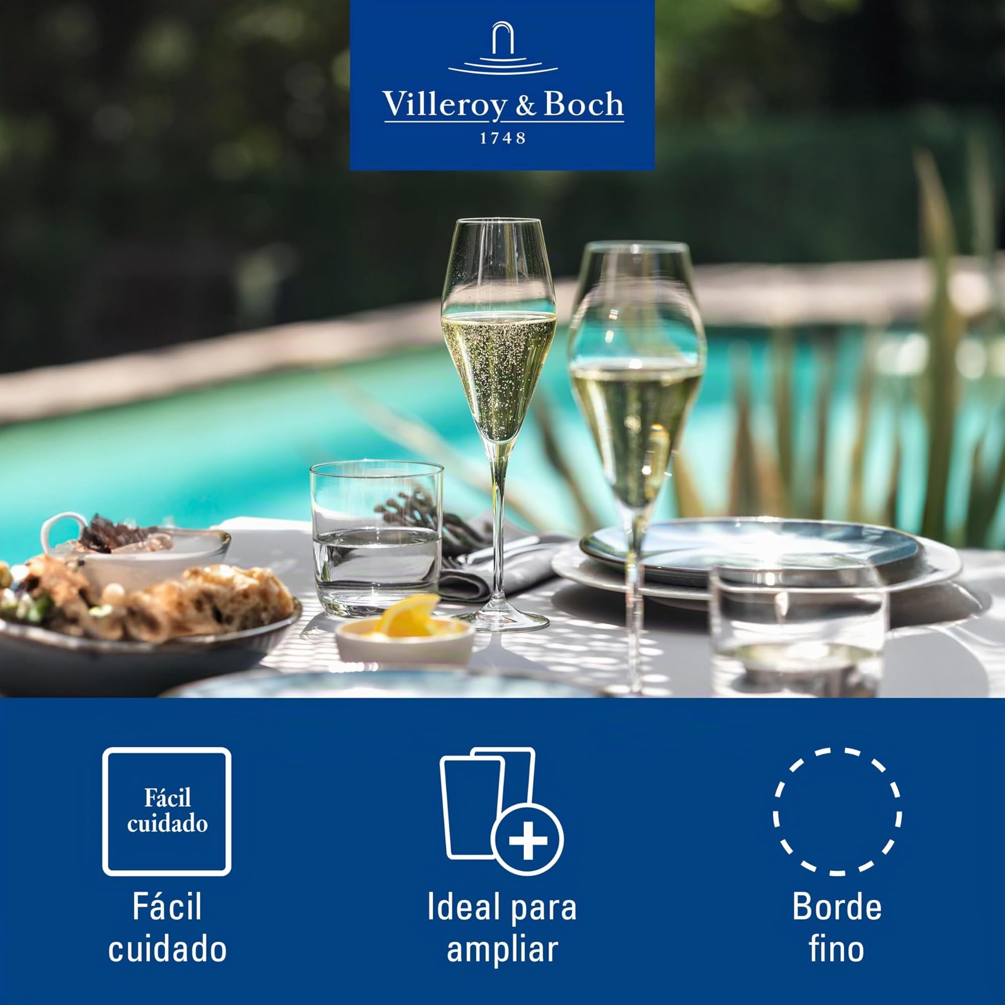 Villeroy & Boch - La Divina Flauta Cava Set 4 Piezas Claro, Apto para Lavavajillas, Copas de Champán Cristal, Copas Flauta Champagne o Cava, Vidrio de Cristal