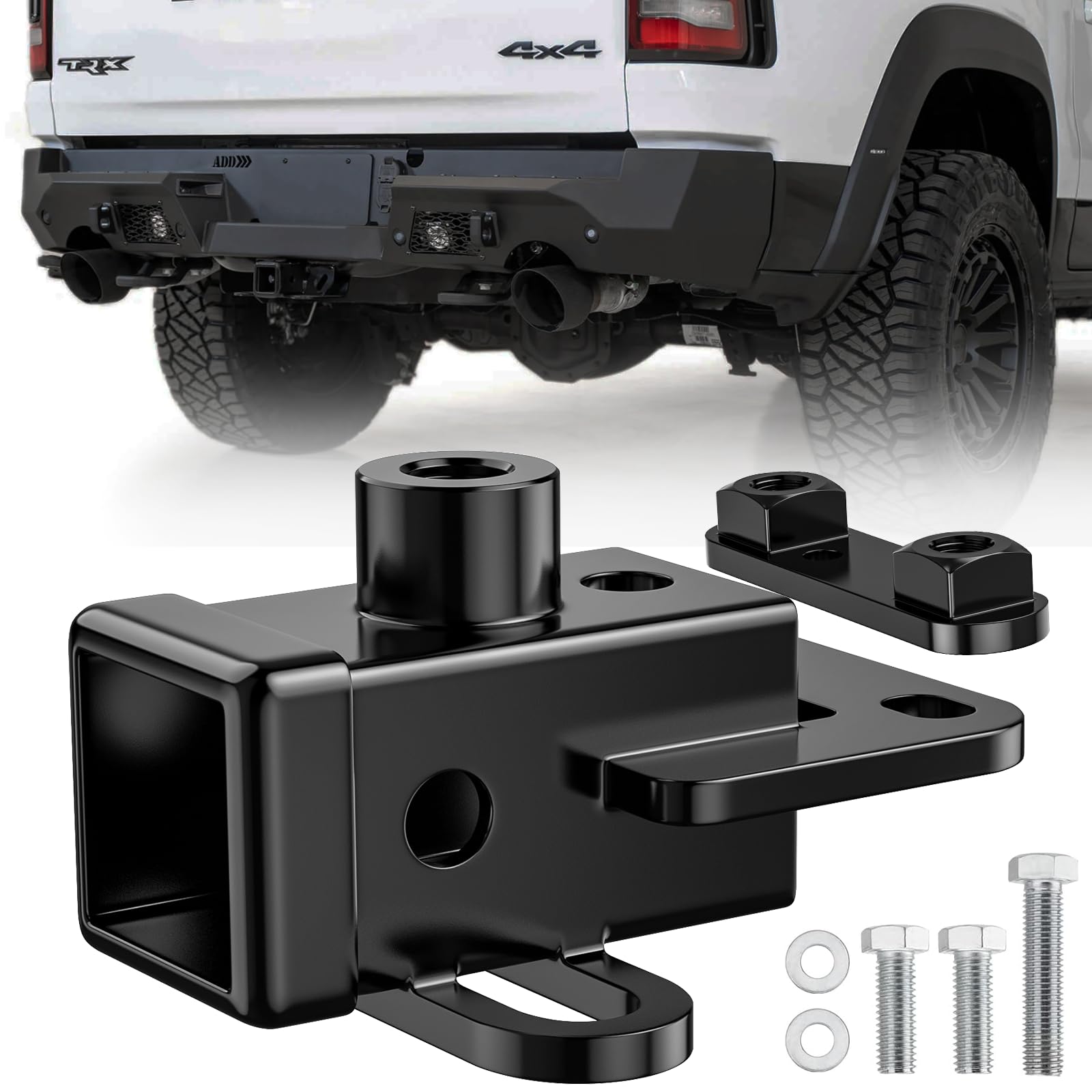 13419 Class 3 Trailer Hitch Receiver for Dodge Ram 1500(2019-2024),2" inch Hitch Receiver with Bolts,Tow Hitch with Anti-Rust Gloss Powder Coat, Black Trailer Hitch Kit
