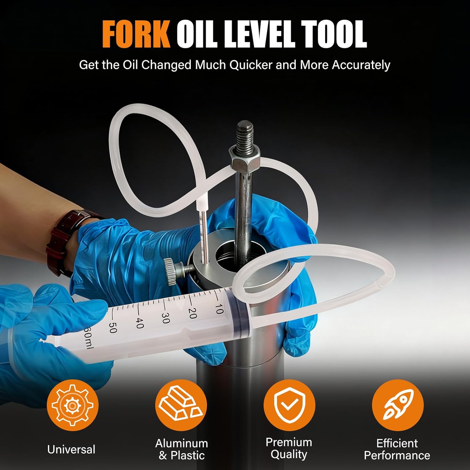 Motorcycle Fork Service Tool Kit for Harley Davidson Honda KTM - Fork Oil Level Gauge, Fork Compressor Tool & Spring Compressor Tool for Oil Change Tools