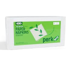 Perk Eco Recycled Lunch Napkins, White, 1-Ply, 400-Pack
