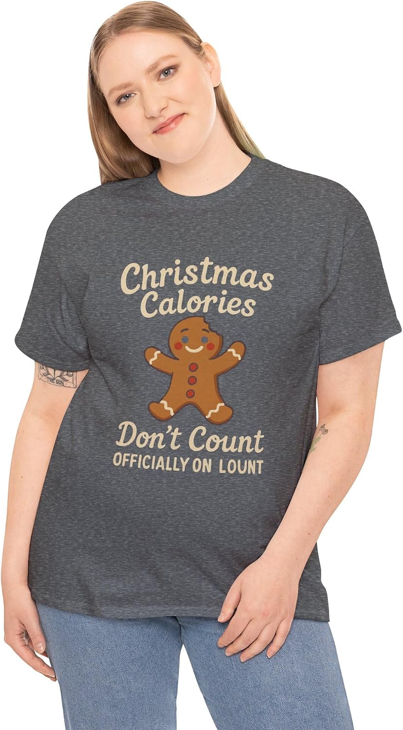 Funny Christmas Calories Don't Count Foodie Holiday Graphic | Gingerbread Man Cookie Wear Graphite Heather
