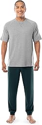 Fruit of the Loom mens French Terry Top and Jogger Sleep Pajama Set