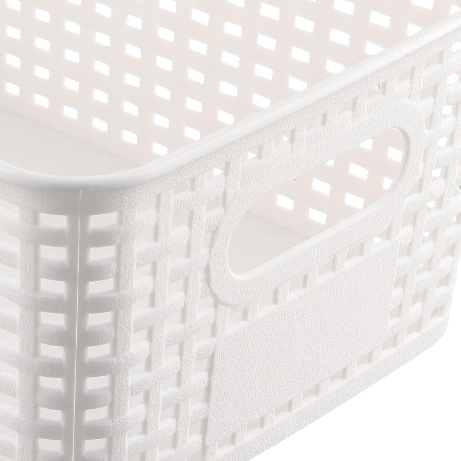 6 contenitori impilabili in plastica con coperchi in bambù e manico, scatole impilabili con coperchio, per piano di lavoro della cucina, mensole del bagno, dispensa, 25,6 x 18 x 10,7 cm