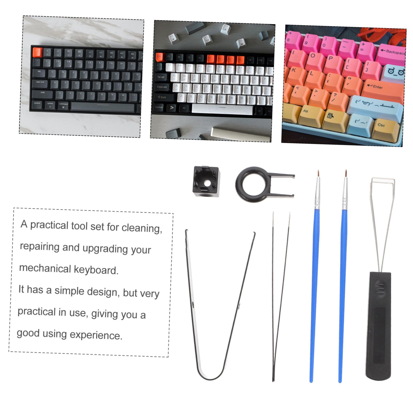 Hemobllo 3sets Kit Di Strumenti Per Pulizia Tastiera Meccanica Estrattore Keycap Pinzette e Spazzola Accessori Professionali Per Manutenzione Tastiere