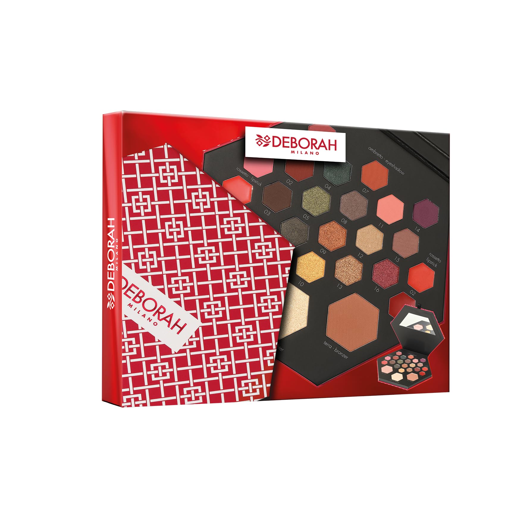 Deborah Milano - Trousse Set Regalo Donna Make Up Beauty Gift N.2 Small Toni Caldi, Include Palette Di Ombretti, Gloss, Rossetti E Polveri Viso Dai Diversi Finish E Colori, In Carta Fsc-image
