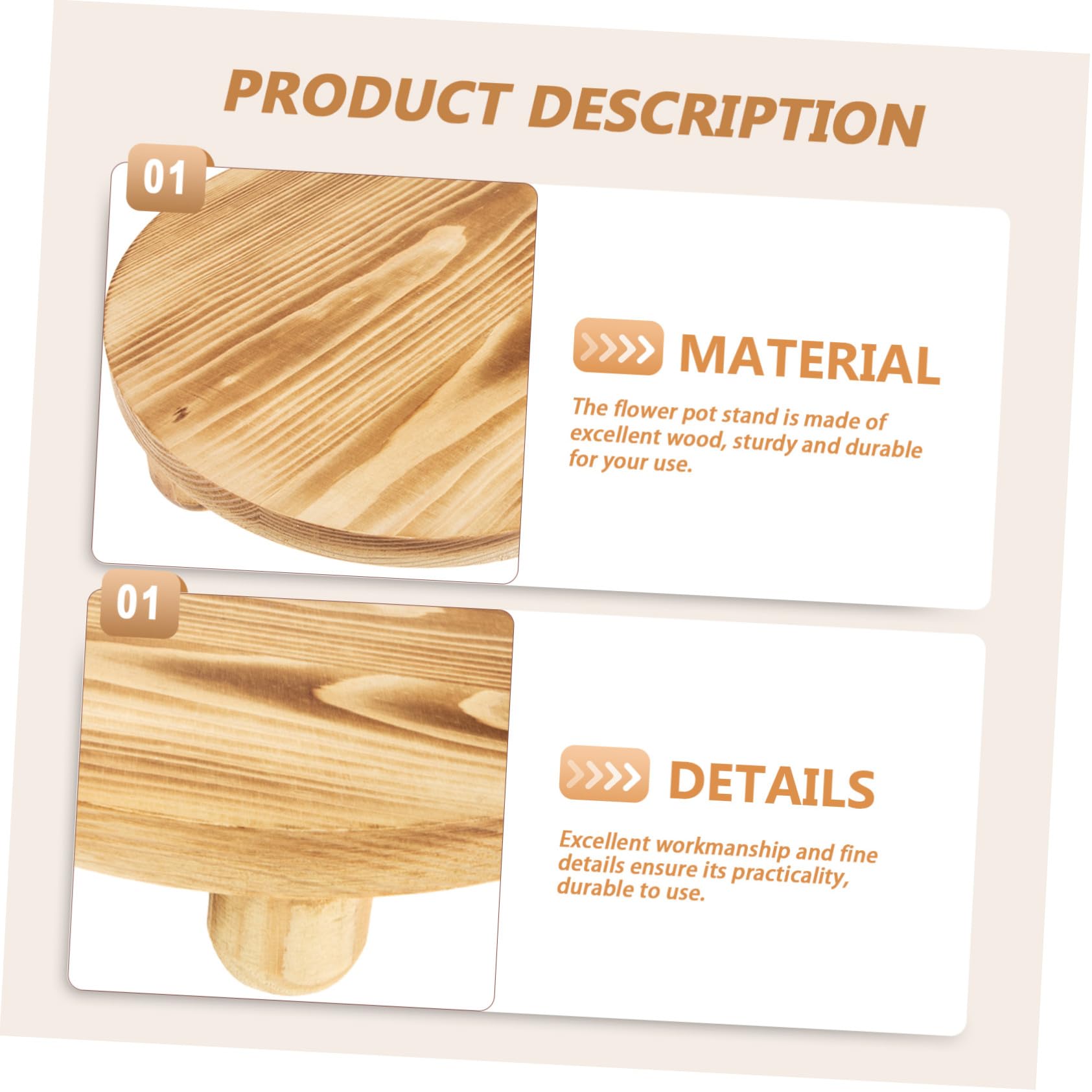 Soporte para Macetas de Madera Khaki, Base de Mesa para Plantas | Apto para Macetas y Tiestos, Uso en Salón E Interior, Estructura en Madera
