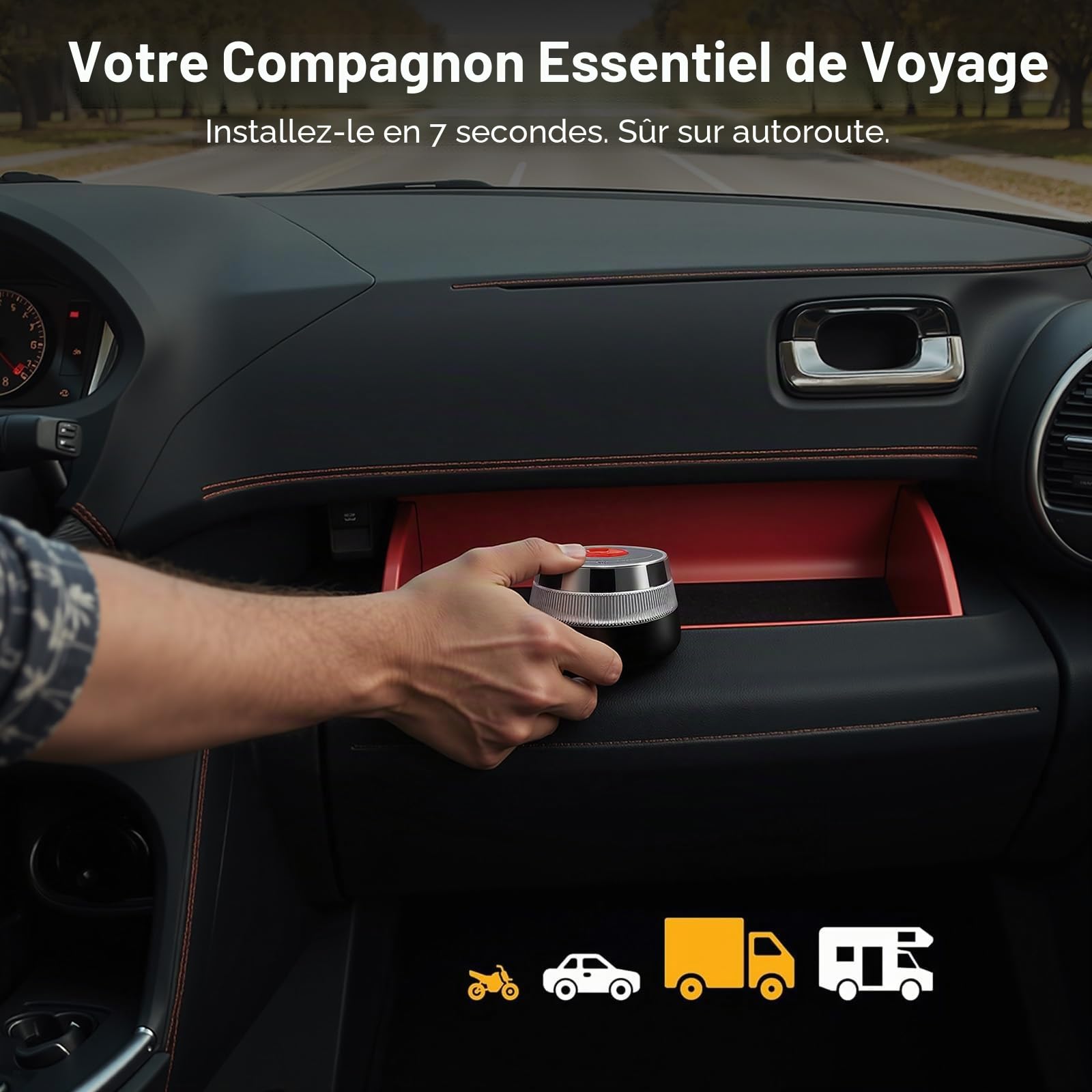 Woox Balise V16 homologuée DGT avec géolocalisation, lumière d'urgence pour Voiture homologuée avec SIM et données gratuites Jusqu'en 2038, certifié DGT 3.0, IP54, sans Applications ni abonnements
