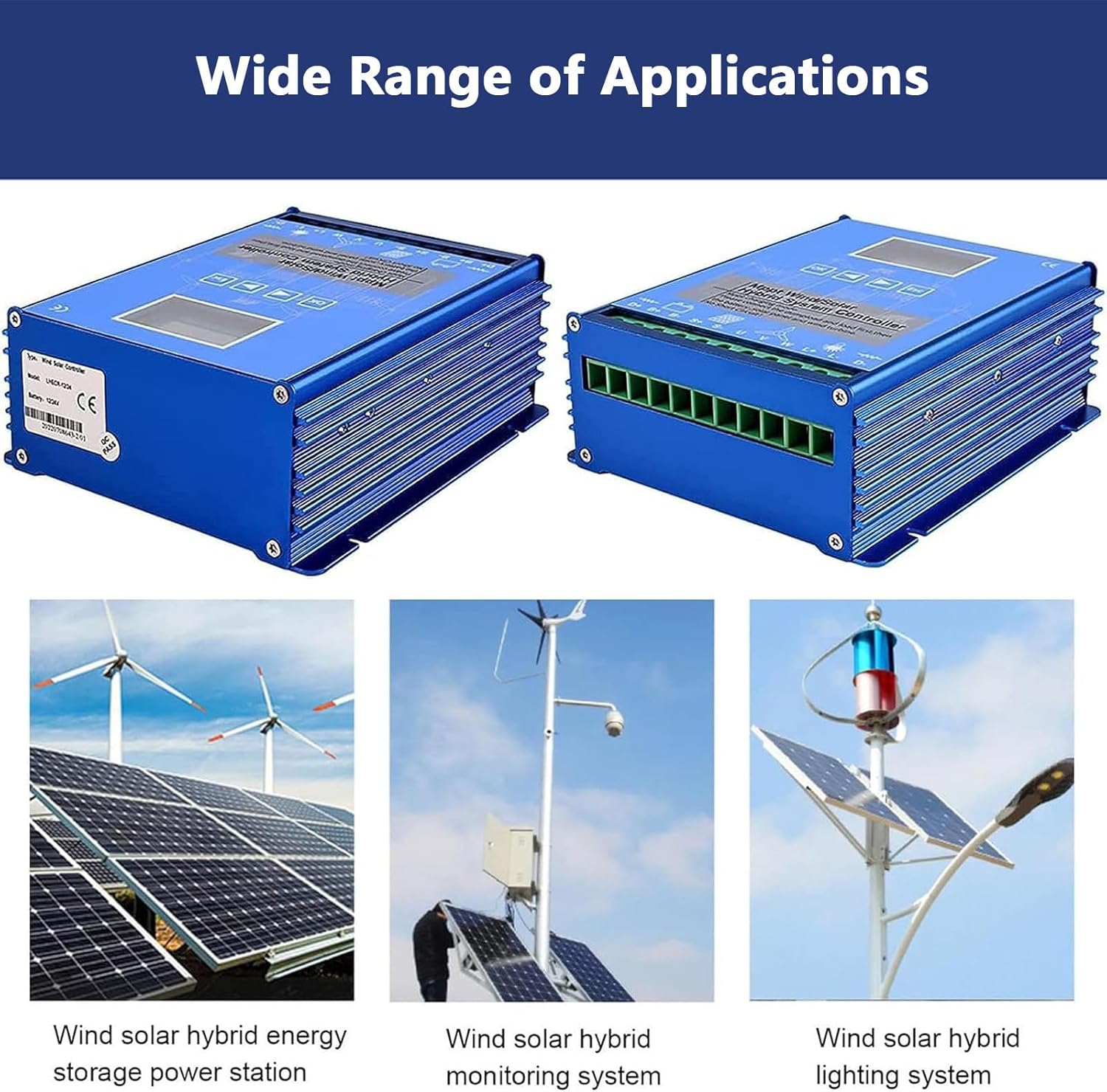 Wind Solar Hybrid Charge Controller with Dump Load & LCD Display, Optimal for Wind Turbine Generators in Homes, Boats, & Street Lights - 24V System