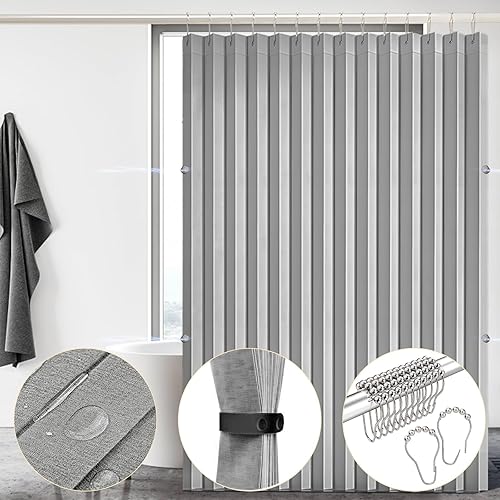 South to East Cortina de ducha impermeable, cortina de ducha plegable magnética resistente, no tóxica, 72 x 80 pulgadas, juego de cortinas de baño