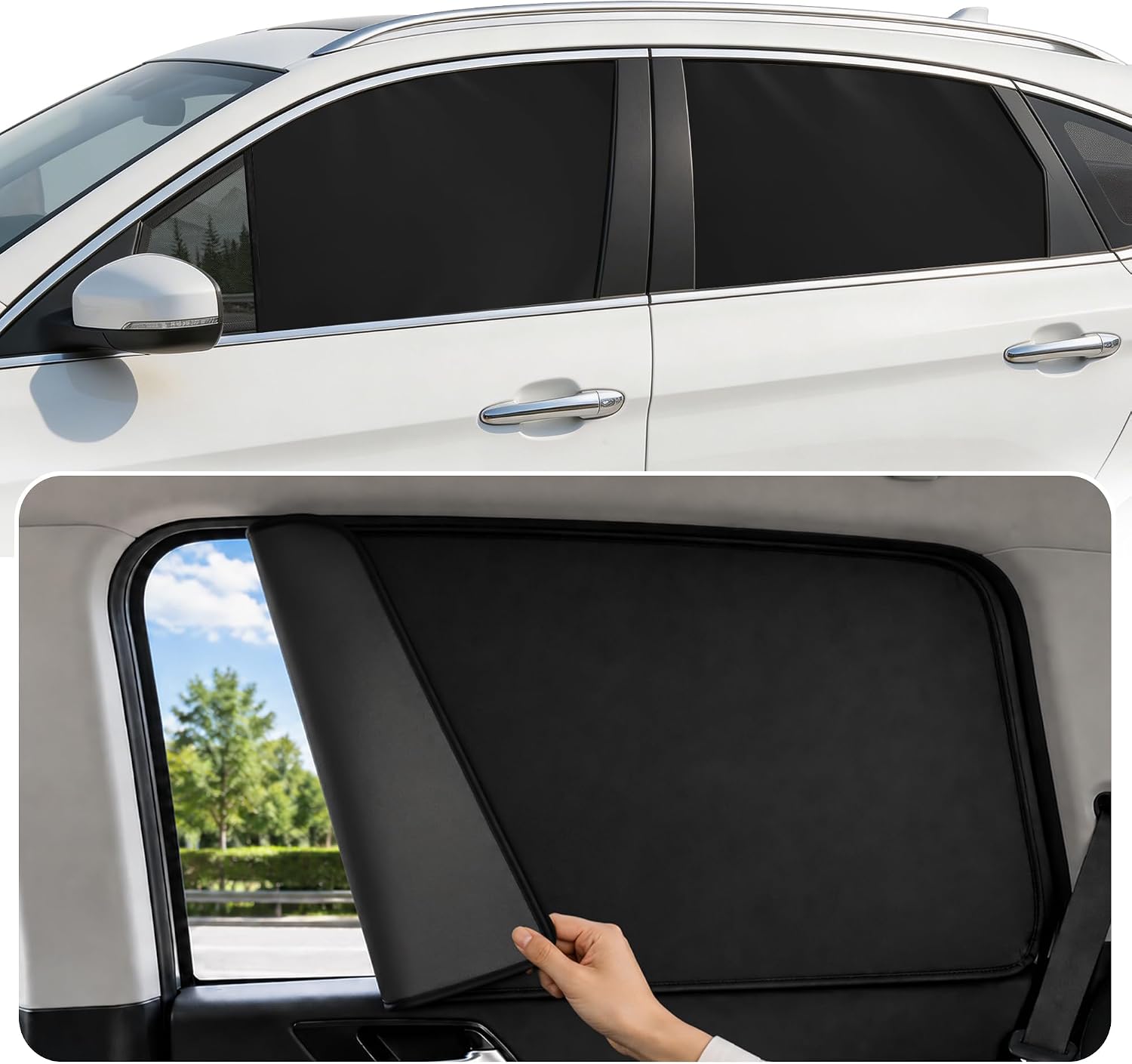 4pcs Car Window Sun Shades - Double-Sided Black Universal Interior Accessories Perfect for Every Vehicle
