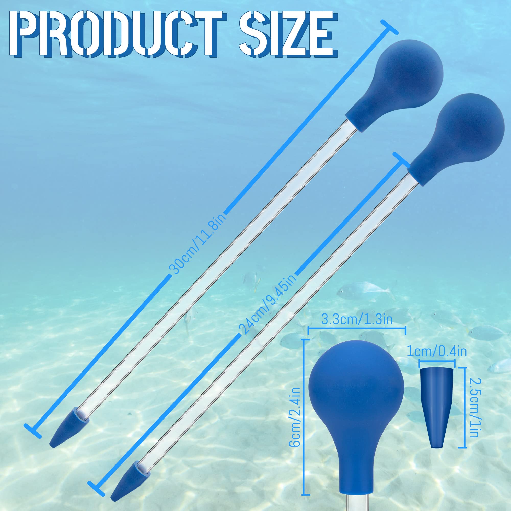 Mangiatoia per Coralli Lungo 30 cm Tubo di Alimentazione in Acrilico per Pesci Marini Pipetta Lunga per la Maggior Parte Degli Organismi d'Acquario 2 Pezzi (Blu)