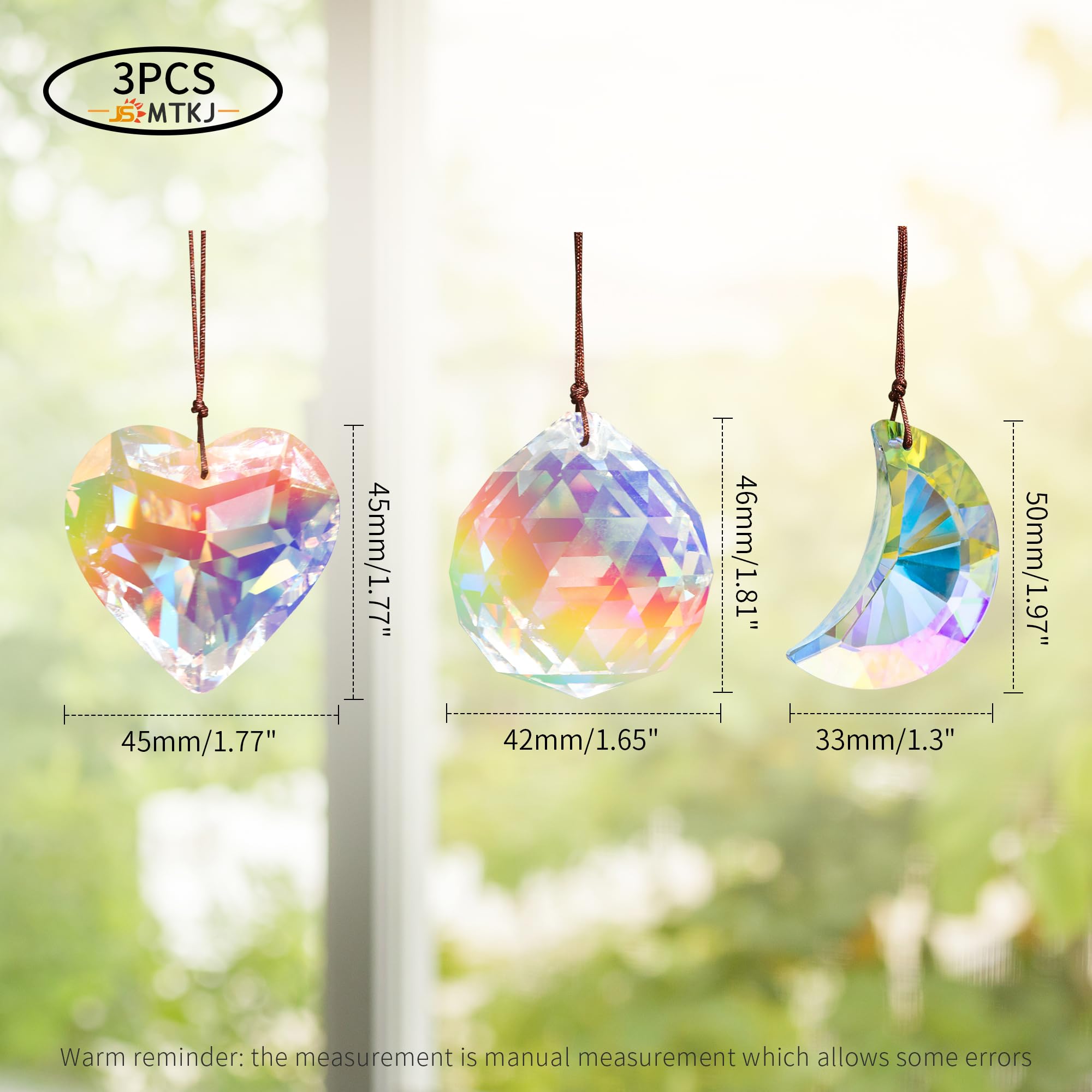 Colgante de Bolas Atrapasoles 3Pcs Bola de Cristal Prisma Decoración para Ventanas, Hogar, Oficina, Jardín