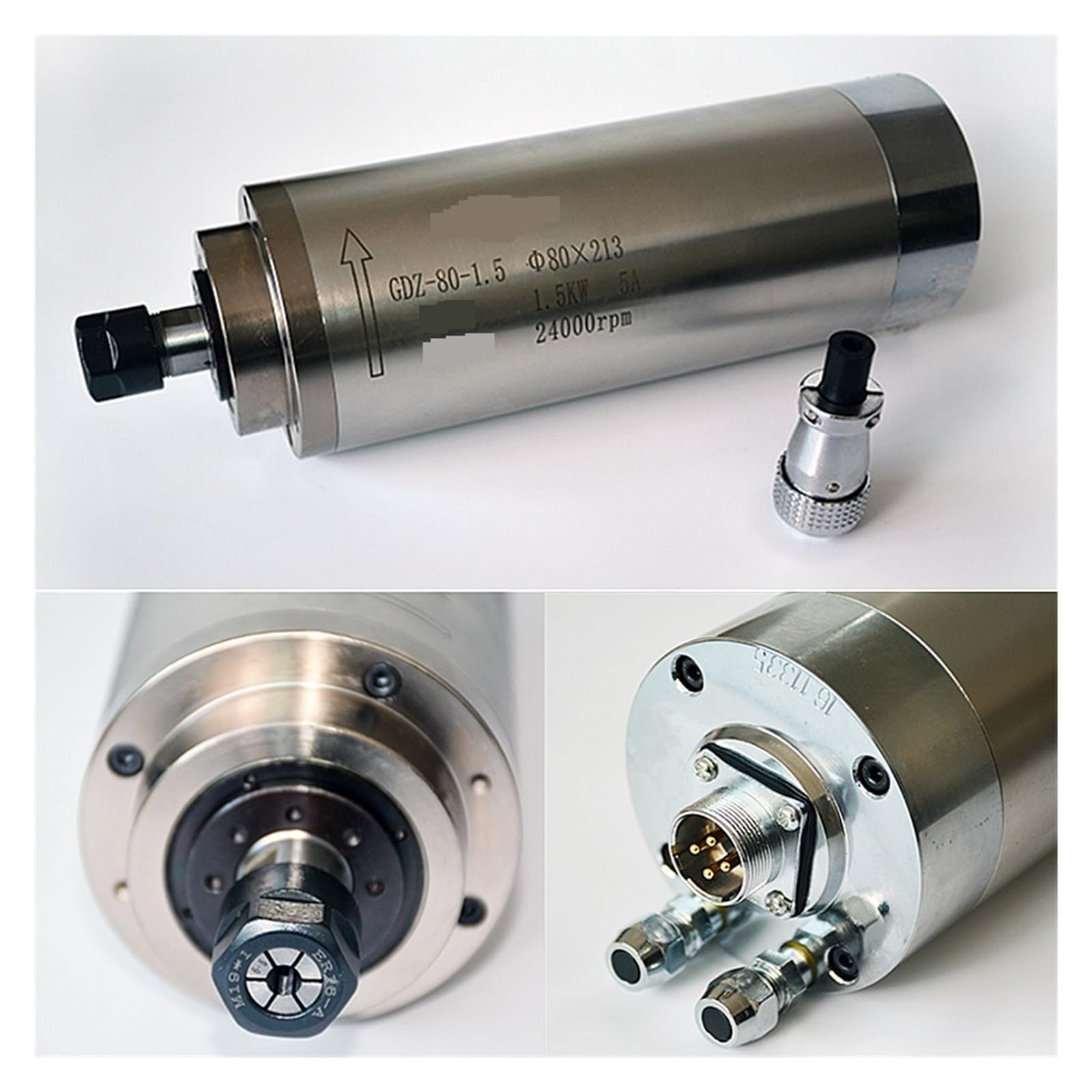 Silnik Wrzeciona Frezarki CNC 800W 1,5KW 2, KW Wrzeciono Chłodzące Wodę Z 4 Łożyskami Do Wiercenia Grawerskiego Cicha, Wydajna I Stabilna Praca(800W-65x195-ER11)