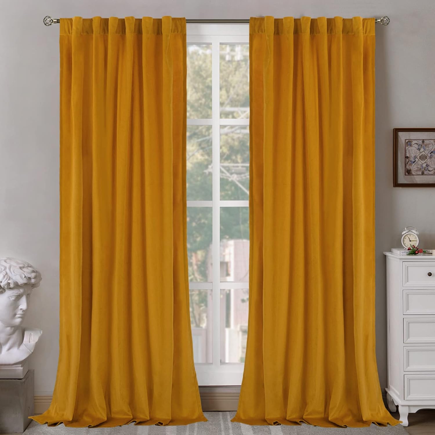 BGment Gold Velvet Curtains 84 Inch for Bedroom, Thick