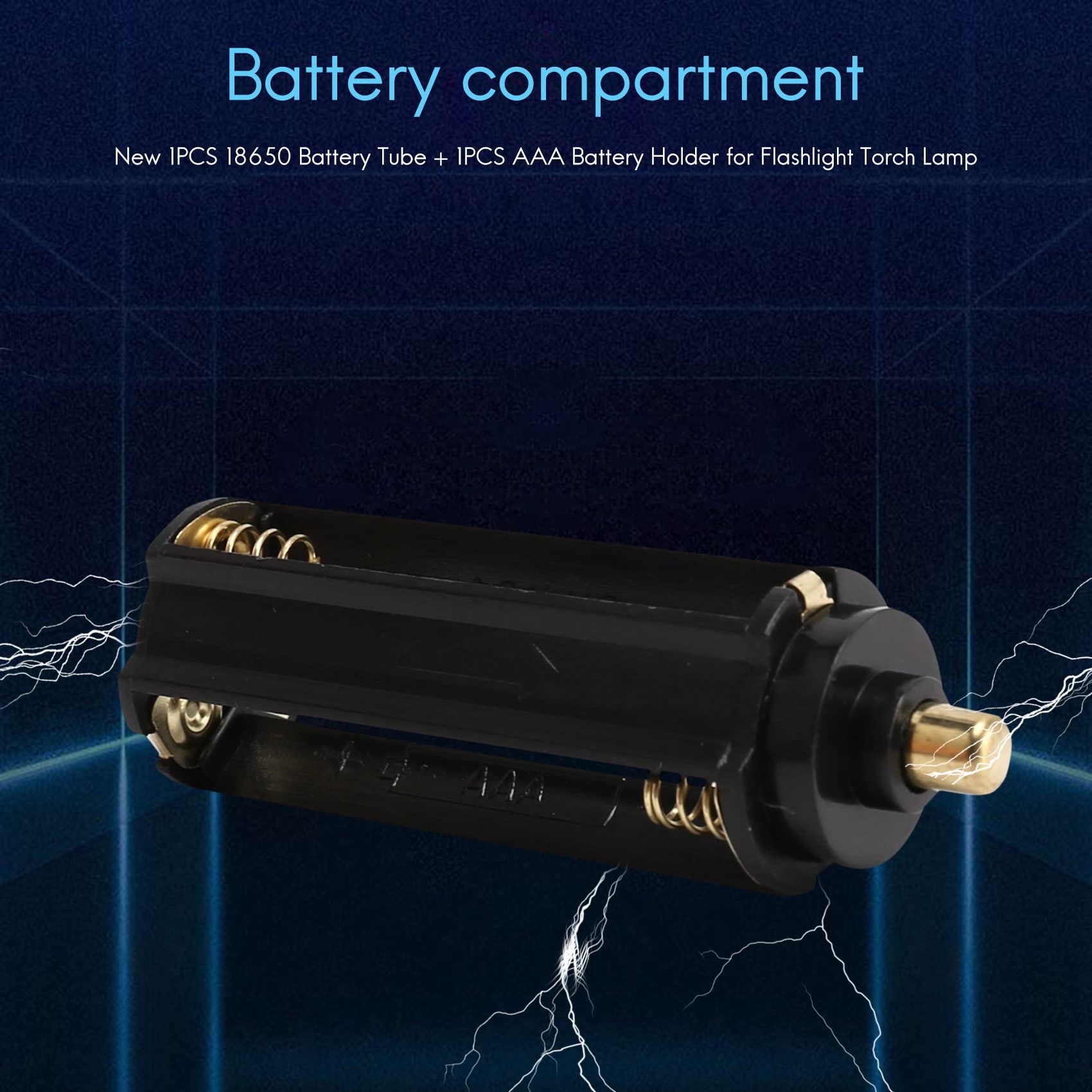 Lizusidtsy New 1PCS 18650 Battery Tube + 1PCS AAA Battery Holder for Flashlight Torch Lamp, Black&white