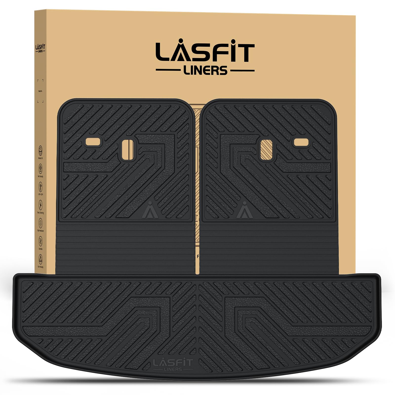 LASFIT Cargo Mat & Backrest Mats for Kia Sorento 2026 2025 2024 2023 2022 2021, All Weather TPE Custom Fit Cargo Liners Trunk Mat & SeatBack Mats
