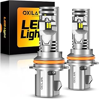 OXILAM 2023 Newest 9007 HB5 LED Headlight Bulb, 20000LM 600% Brighter Dual LED Headlights High and Low Beam, 20 Years Lifespan, Wireless 1:1 Plug-n-Play 100% Perfect Installation, Canbus Ready, 2 Pack