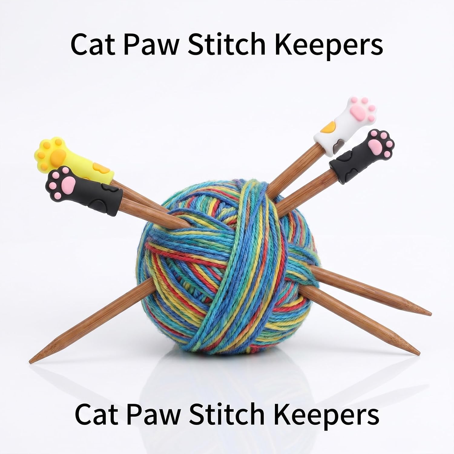 6 Pcs Knitting Needle Point Protectors, Cat Paw Knitting Needle Caps fit Sizes US 2.5-11 (3mm-8mm) Needles Knittings Needles Stoppers for Craft,Quilting, DIY Art and Sewing