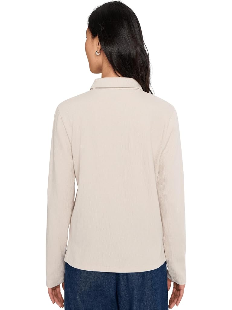 Taupe Eileen Fisher Crinkled Jersey Henley Top