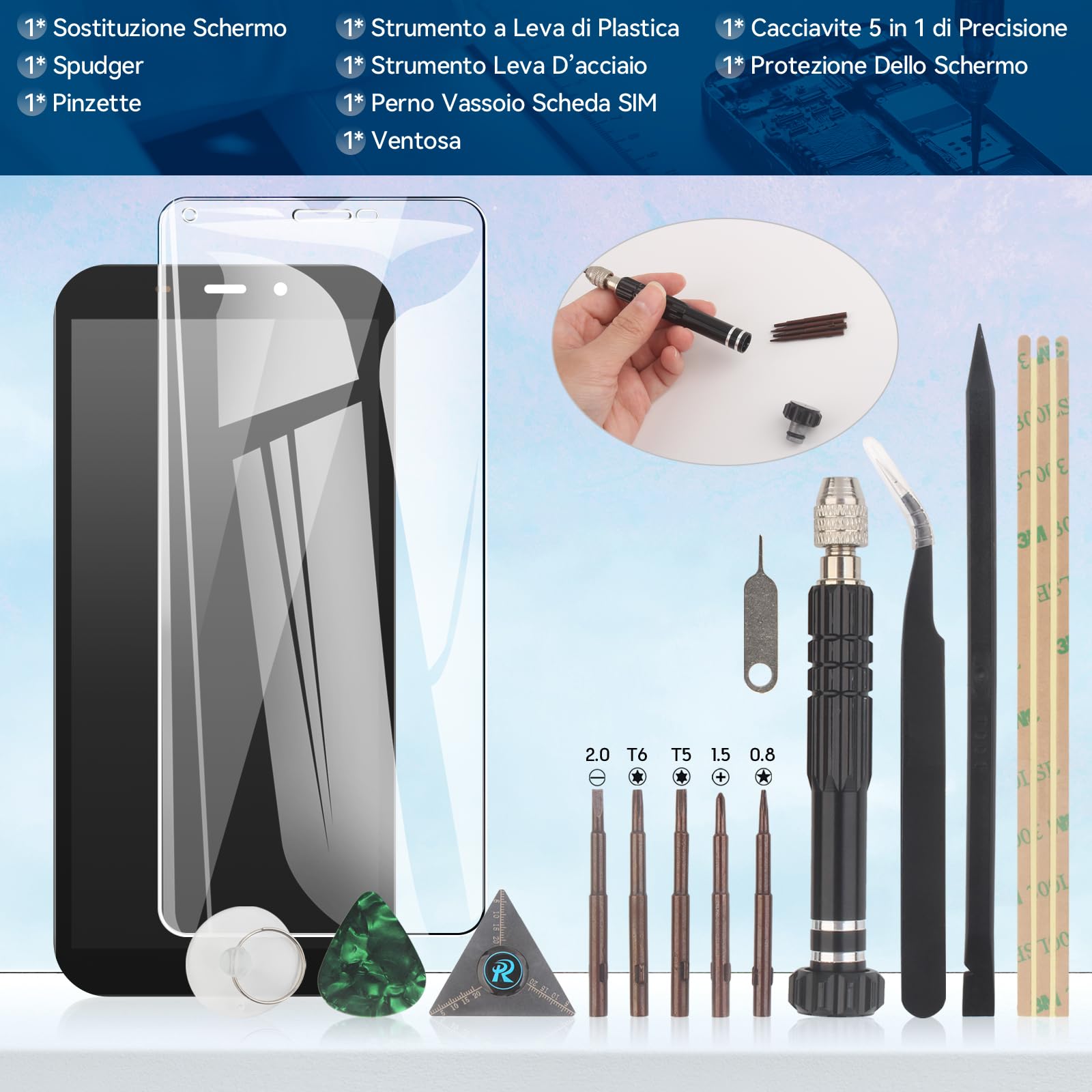 RongZy LCD Display per Oukitel G2/WP32 PRO Schermo LCD Touch Screen Assemblea Sostituzione di Vetro Digitalizzatore con Strumenti(Nero)